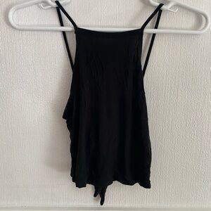American Eagle Soft and Sexy Self Tie Black High Neck Halter Tank